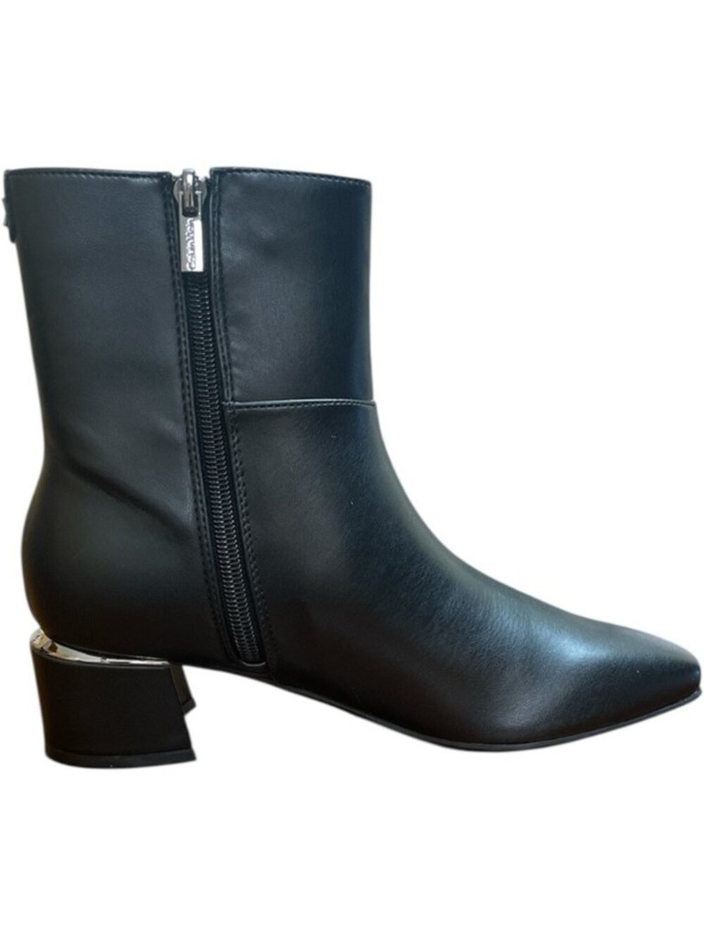 #22 Calvin Klein Women's Parry Block Heel Ankle Booties - Black Smooth